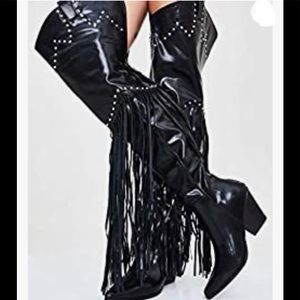 Thigh High fringed boots